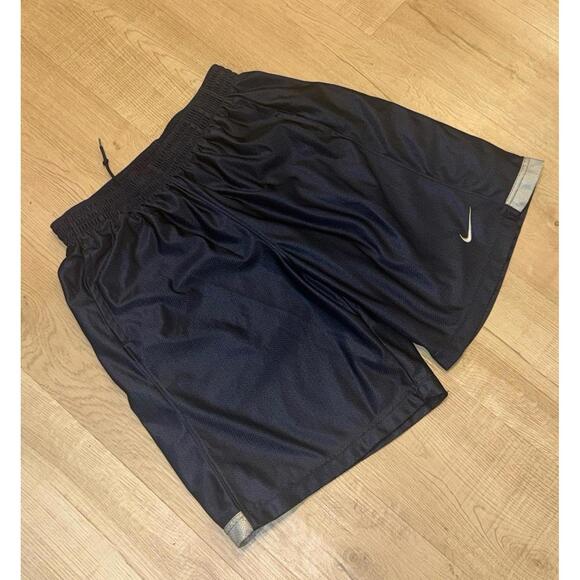 Nike Navy Blue/Grey Mesh Hoop Shorts Mens LG Rare Vintage Y2K 90s - Picture 1 of 5